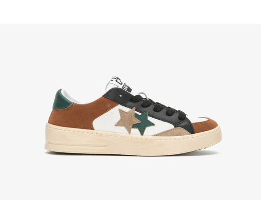 Sneaker 2 star enjoy con dettagli ruggine nero e verde
