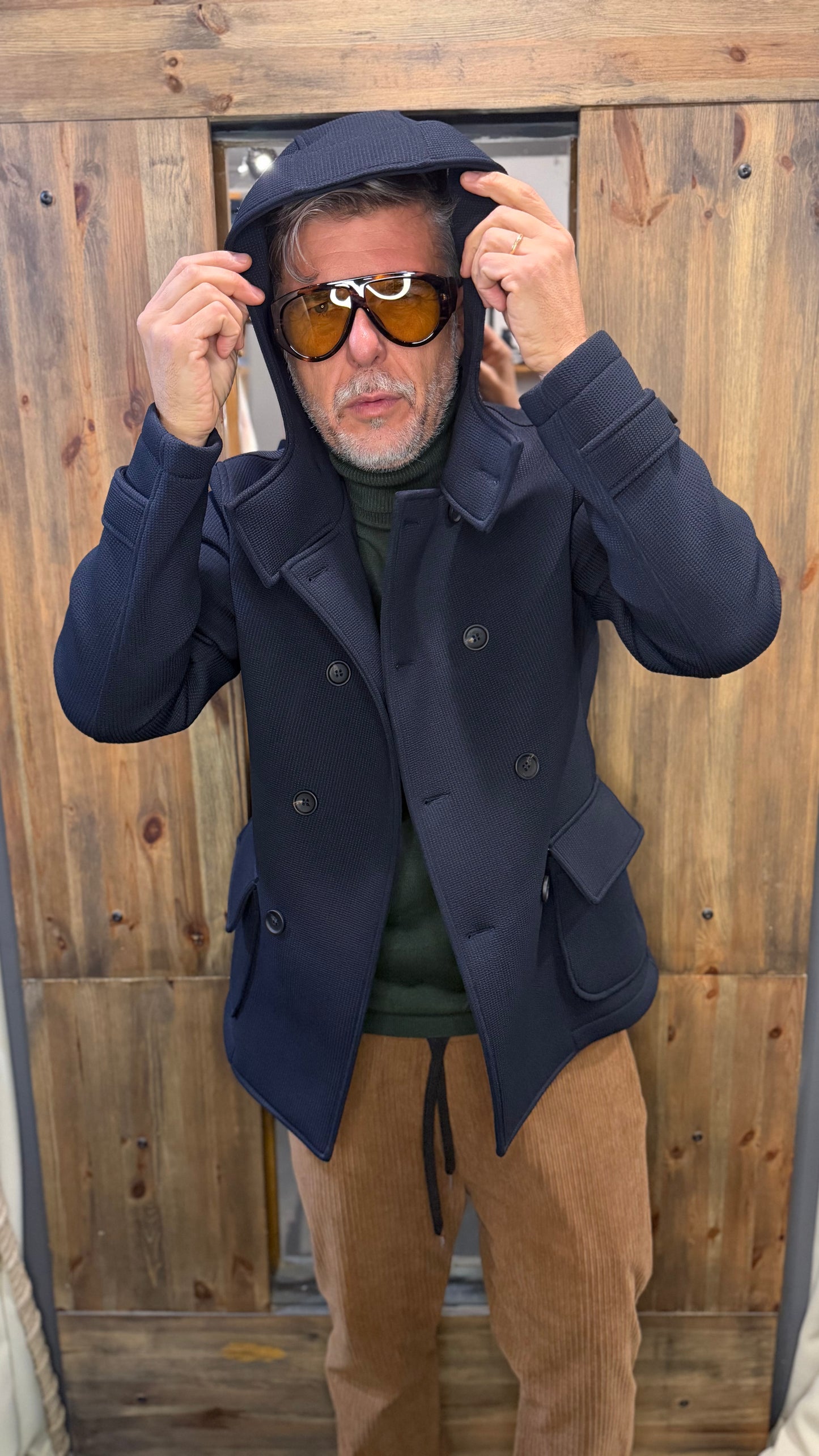 Giubbotto Manchester blu cappuccio