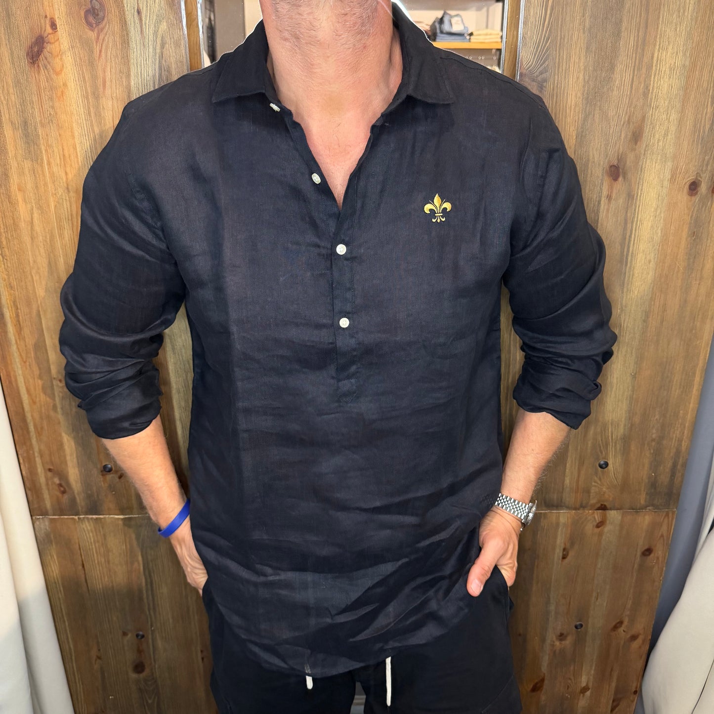 Camicia BEART Lino nera