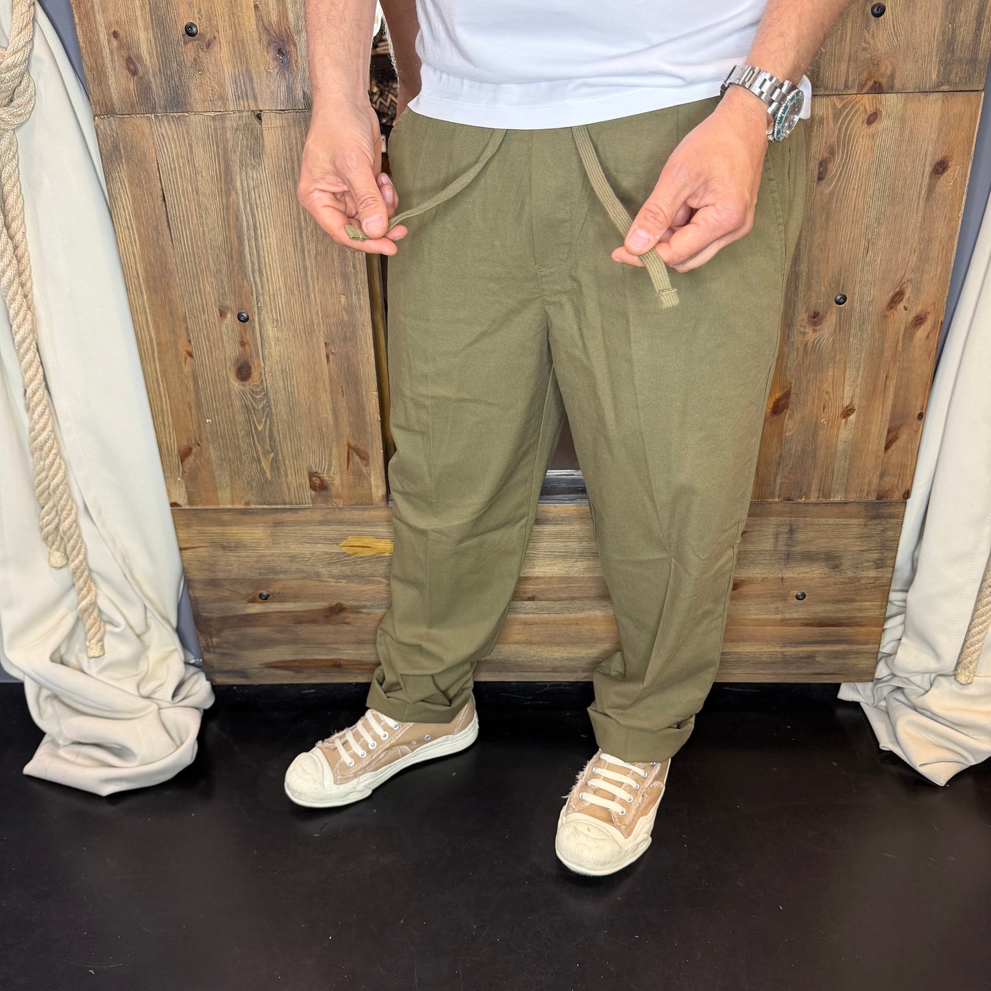 Pantalaccio Galerie lino cotone militare