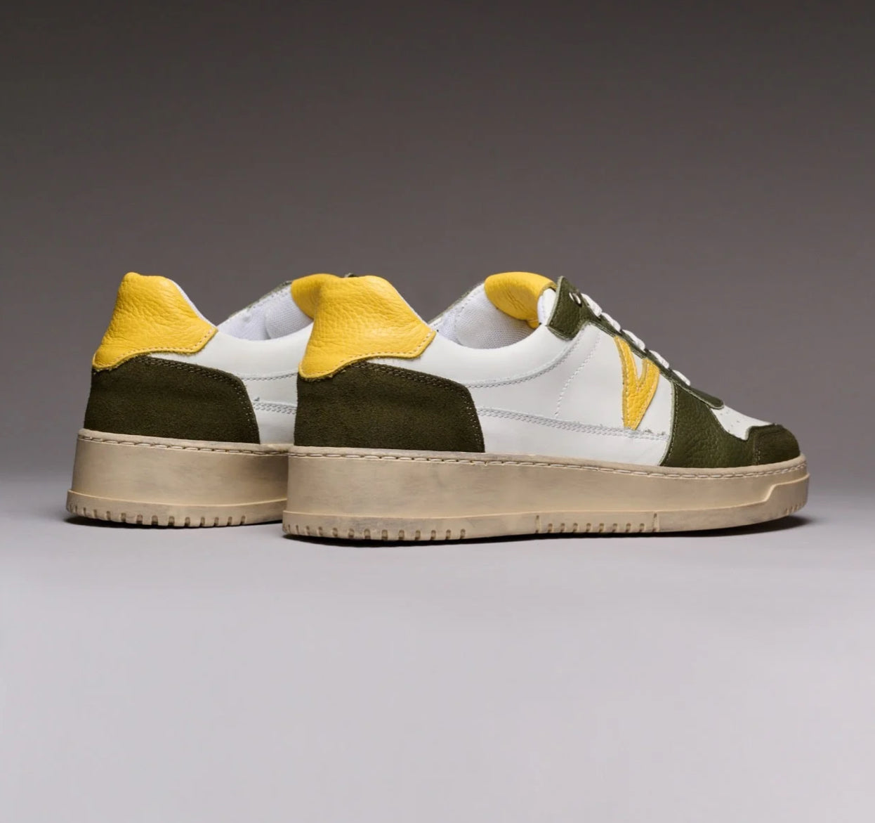 COLLEGE - SNEAKERS BICOLOR VERDE MILITARE E SENAPE