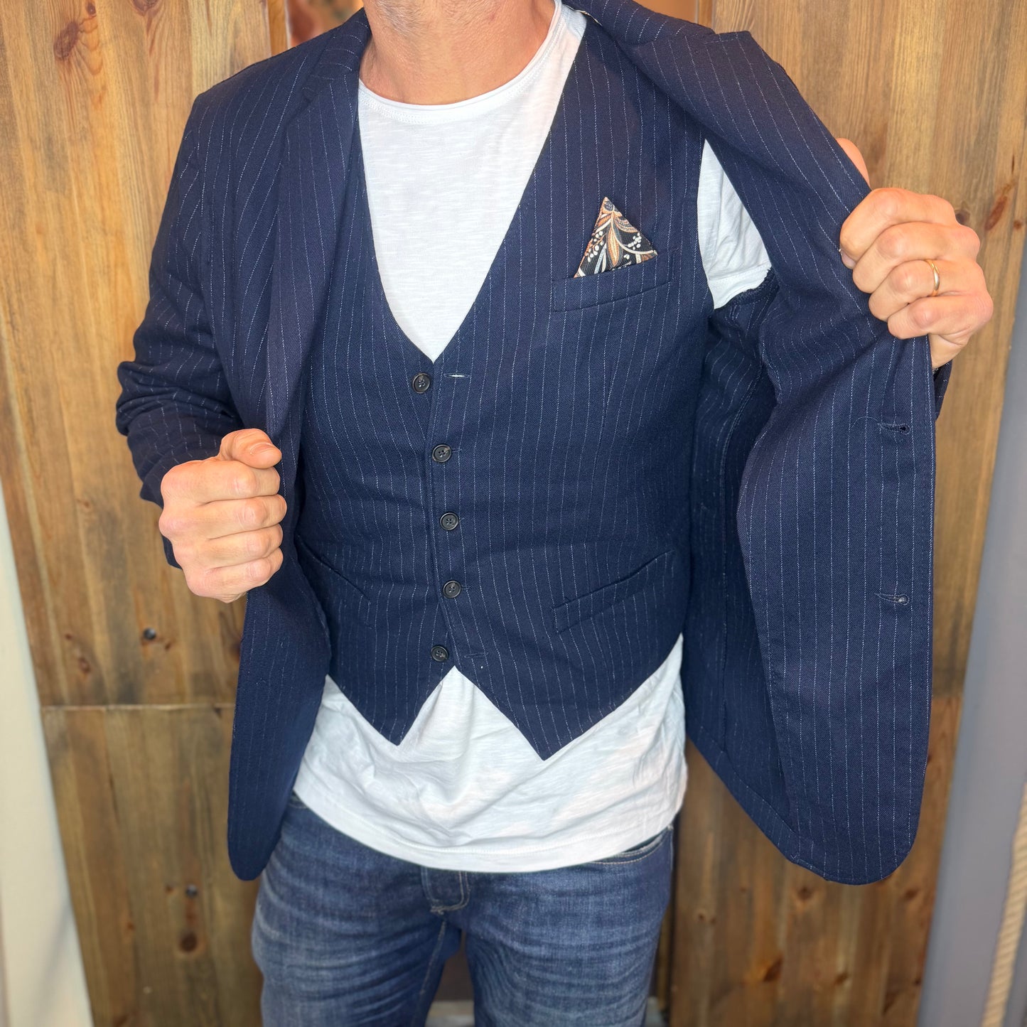 Giacca e gilet panama gessato