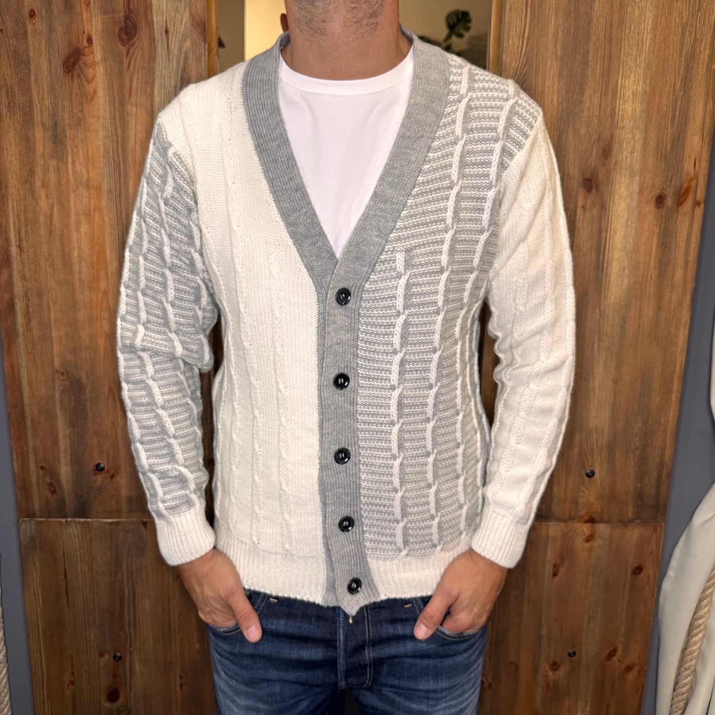 CARDIGAN ANIMA KNITWEAR BICOLOR