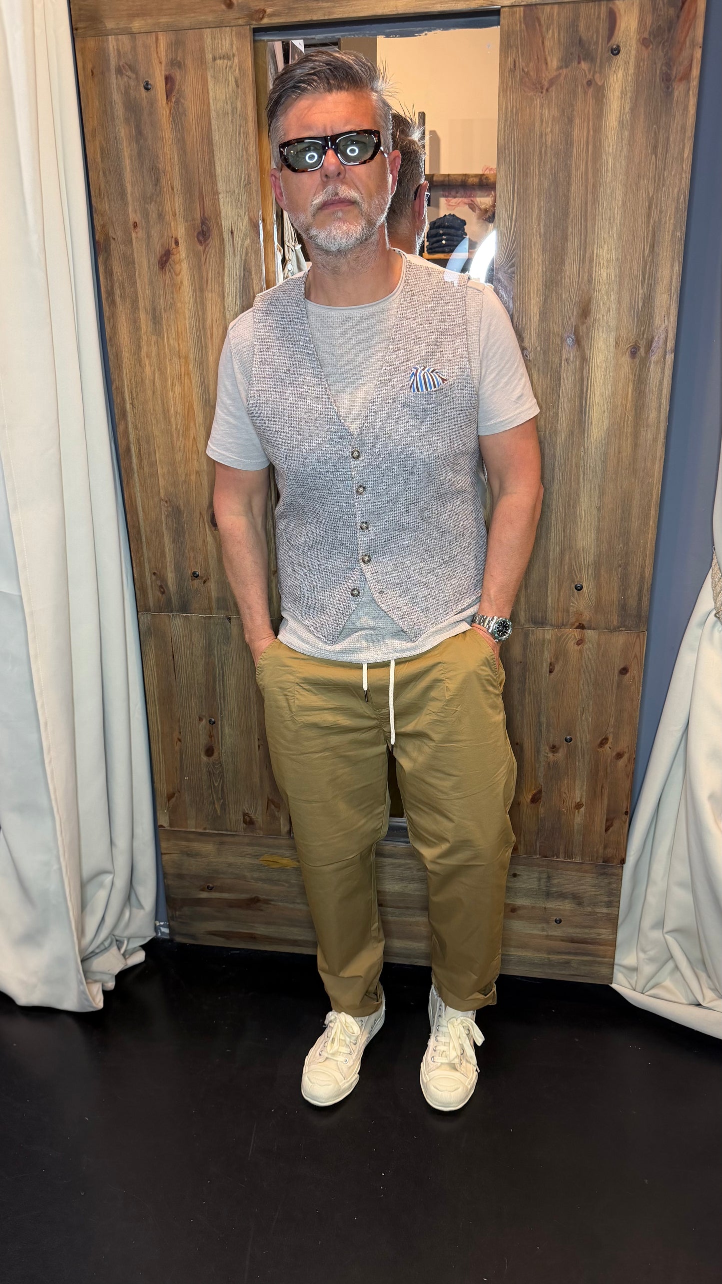 Overshirt con taschino sabbia