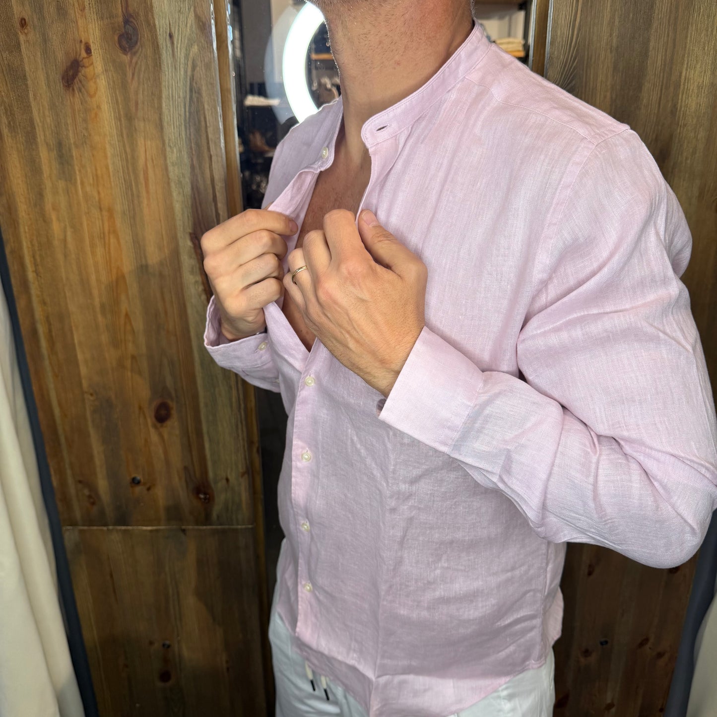 Camicia en avance rosa coreana