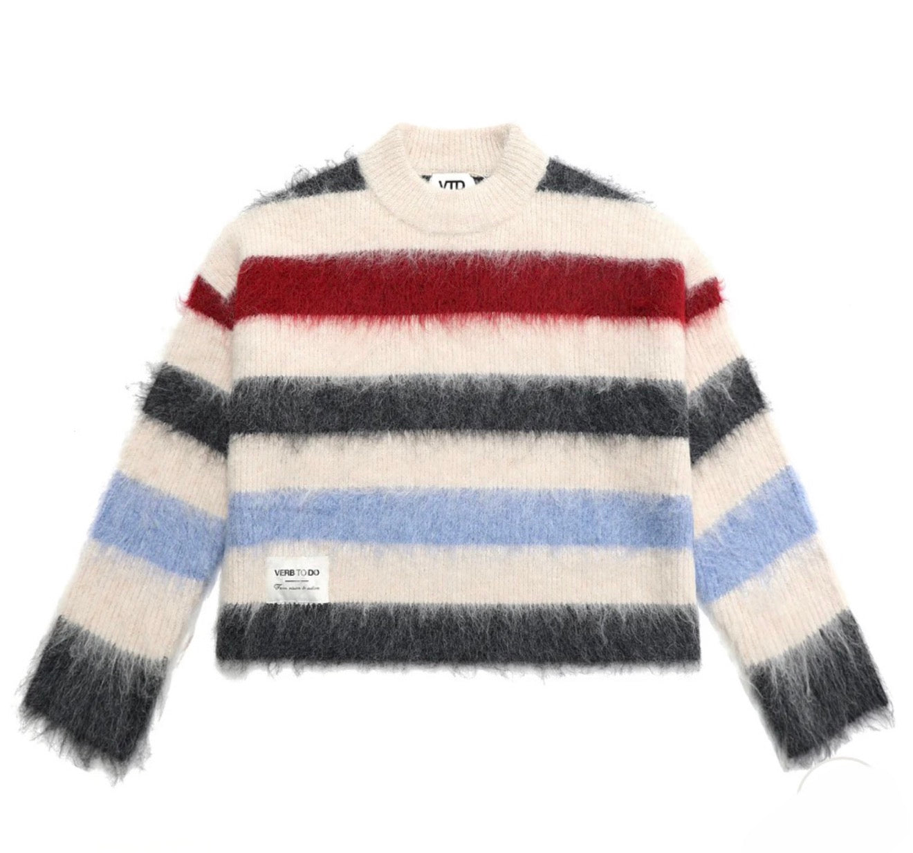 Knitwear red blue verb to do