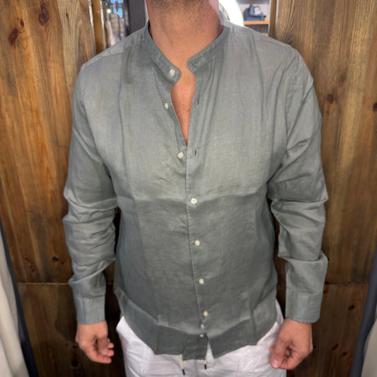 Camicia en avance Lino verde coreana
