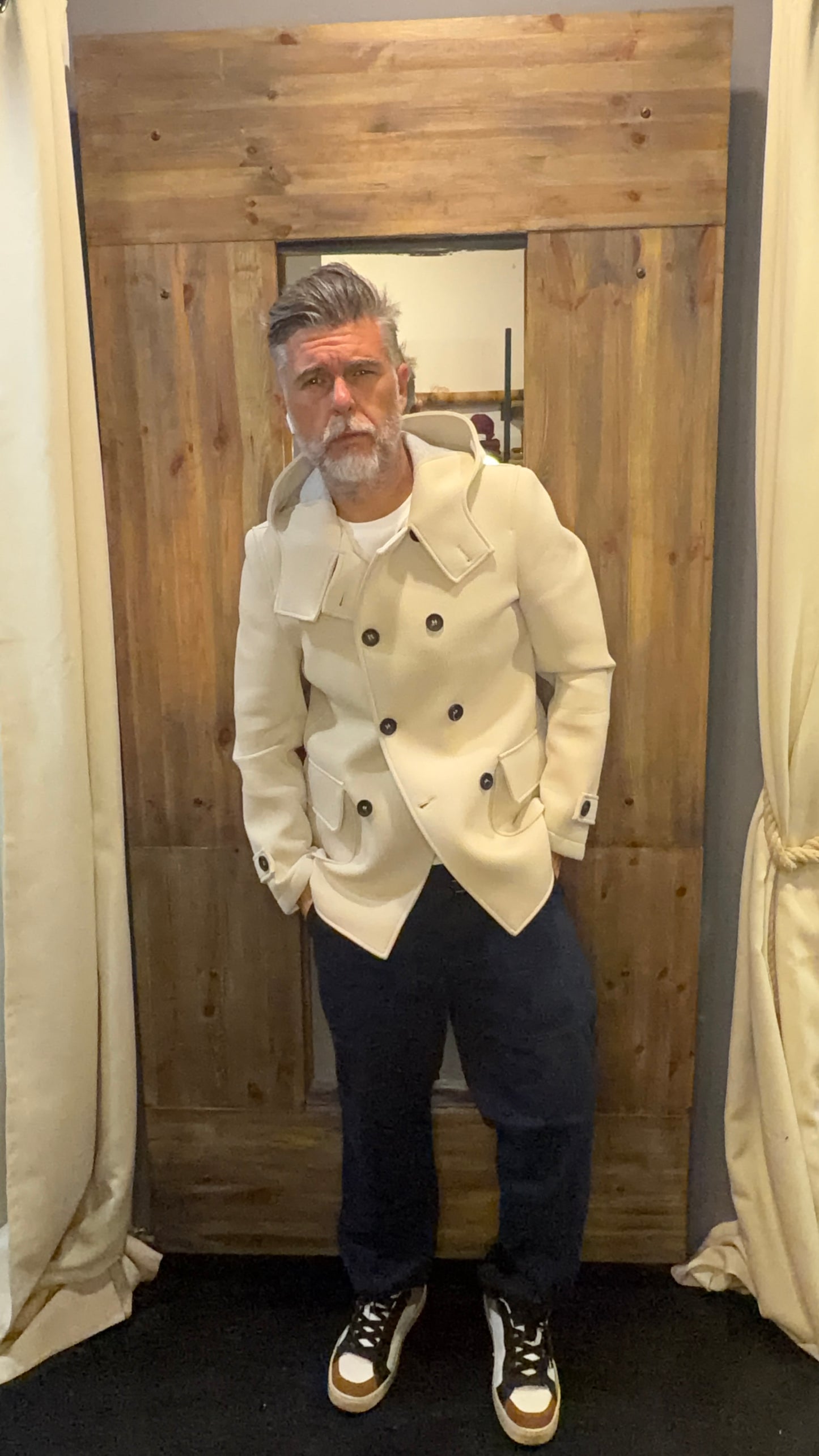 Giubbotto cappuccio Manchester panna