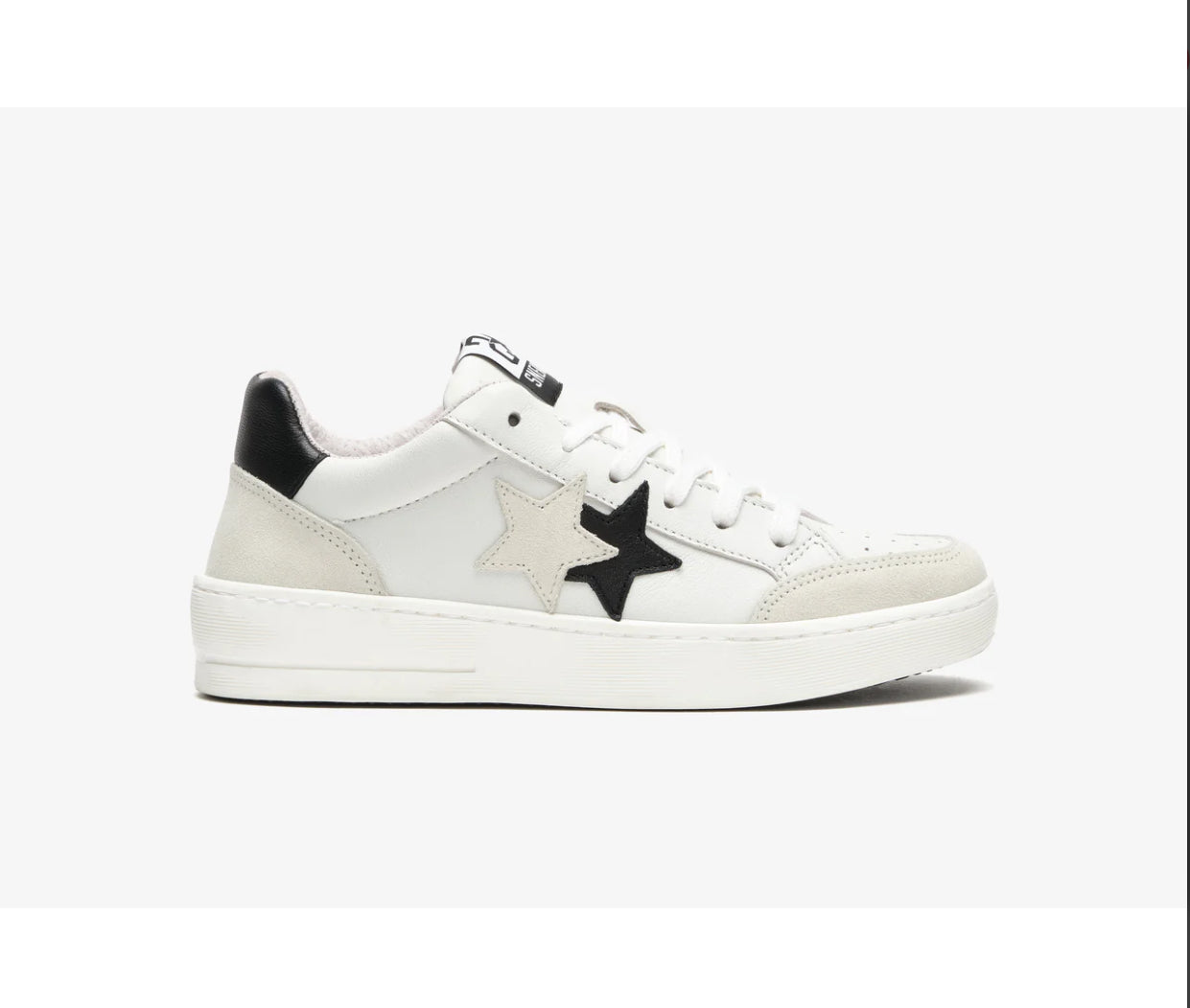 Sneaker 2 star bow bianca tallone nero