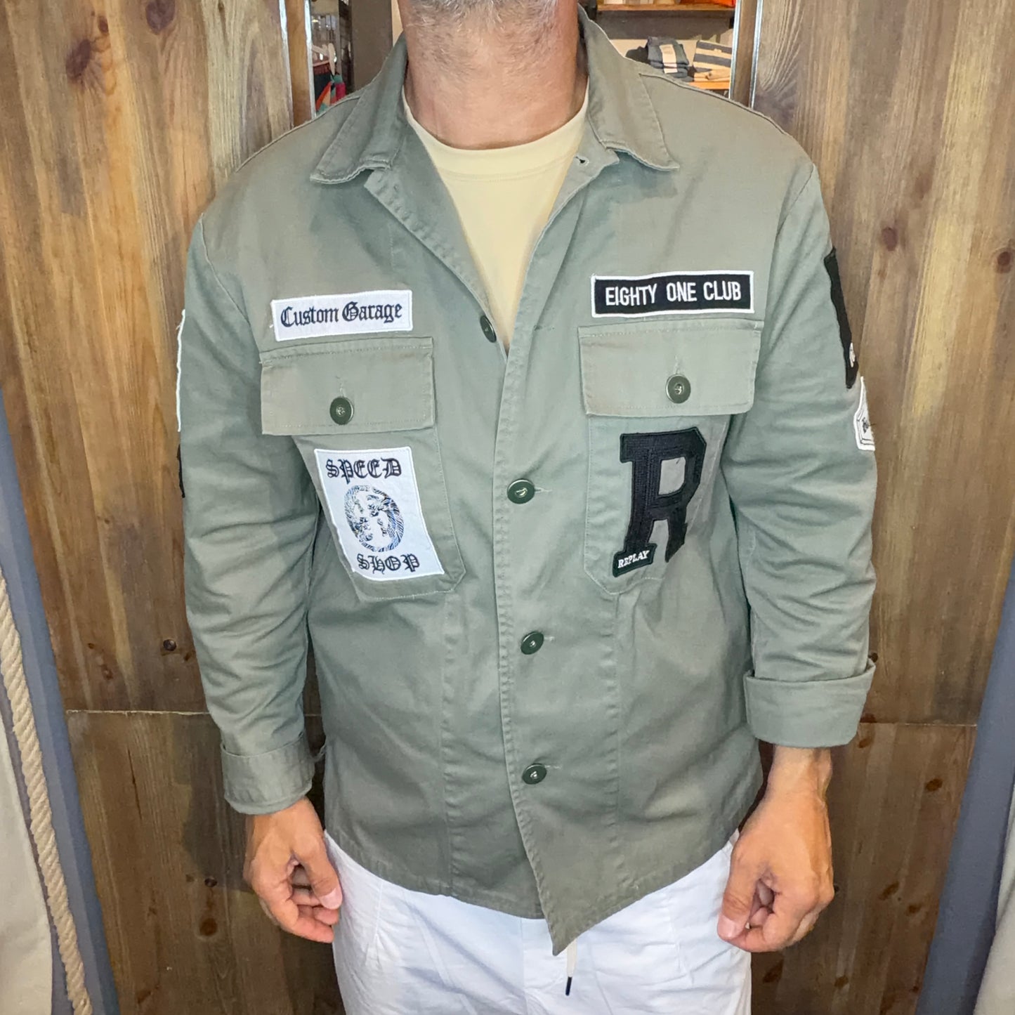 Giacca camicia patch replay