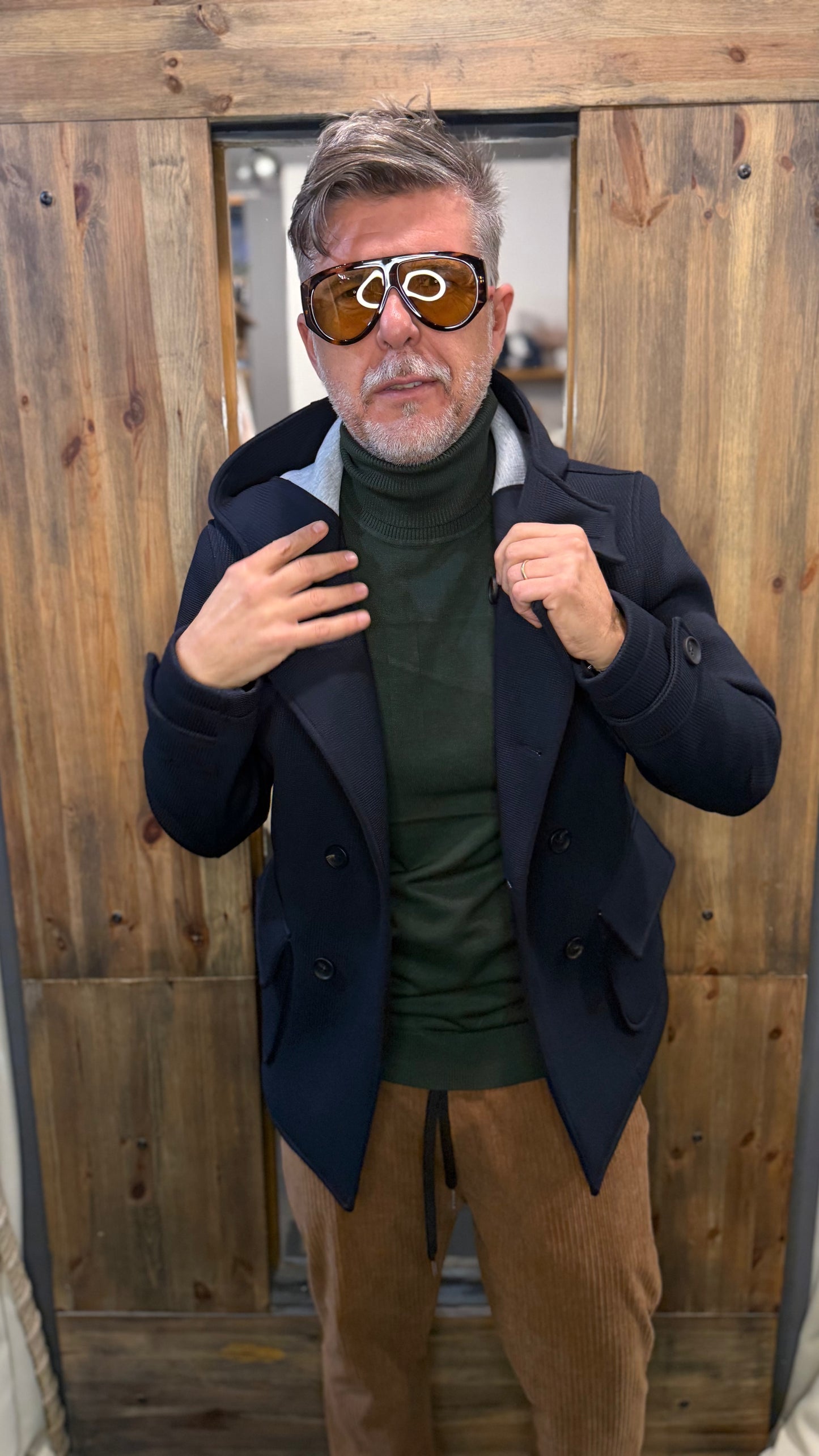 Giubbotto Manchester blu cappuccio