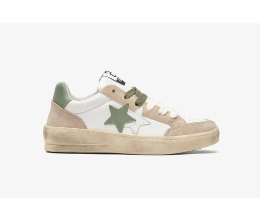 Sneaker 2 star effetto used verde