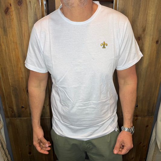 T-shirt BEART casual bianca giglio oro