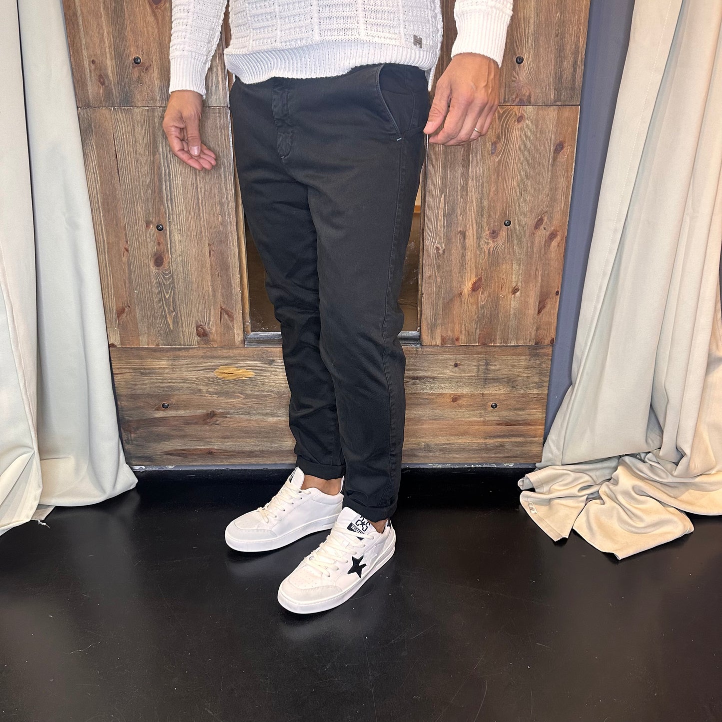 Pantalone chinos block eleven nero