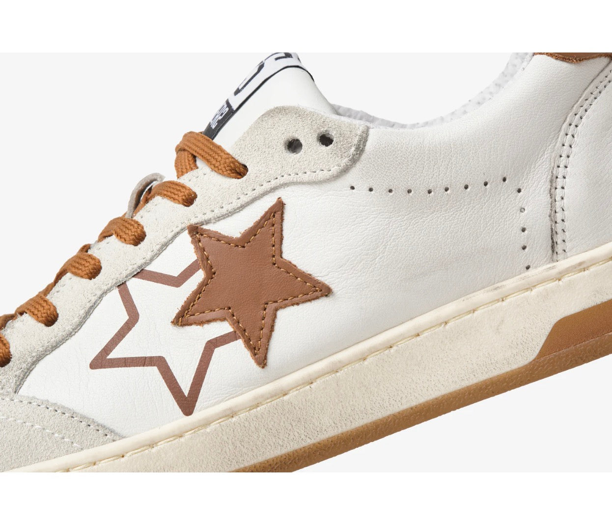SNEAKER WEEK STAR IN PELLE BIANCA CON DETTAGLI IN CROSTA MARRONE ED EFFETTO
"USED"