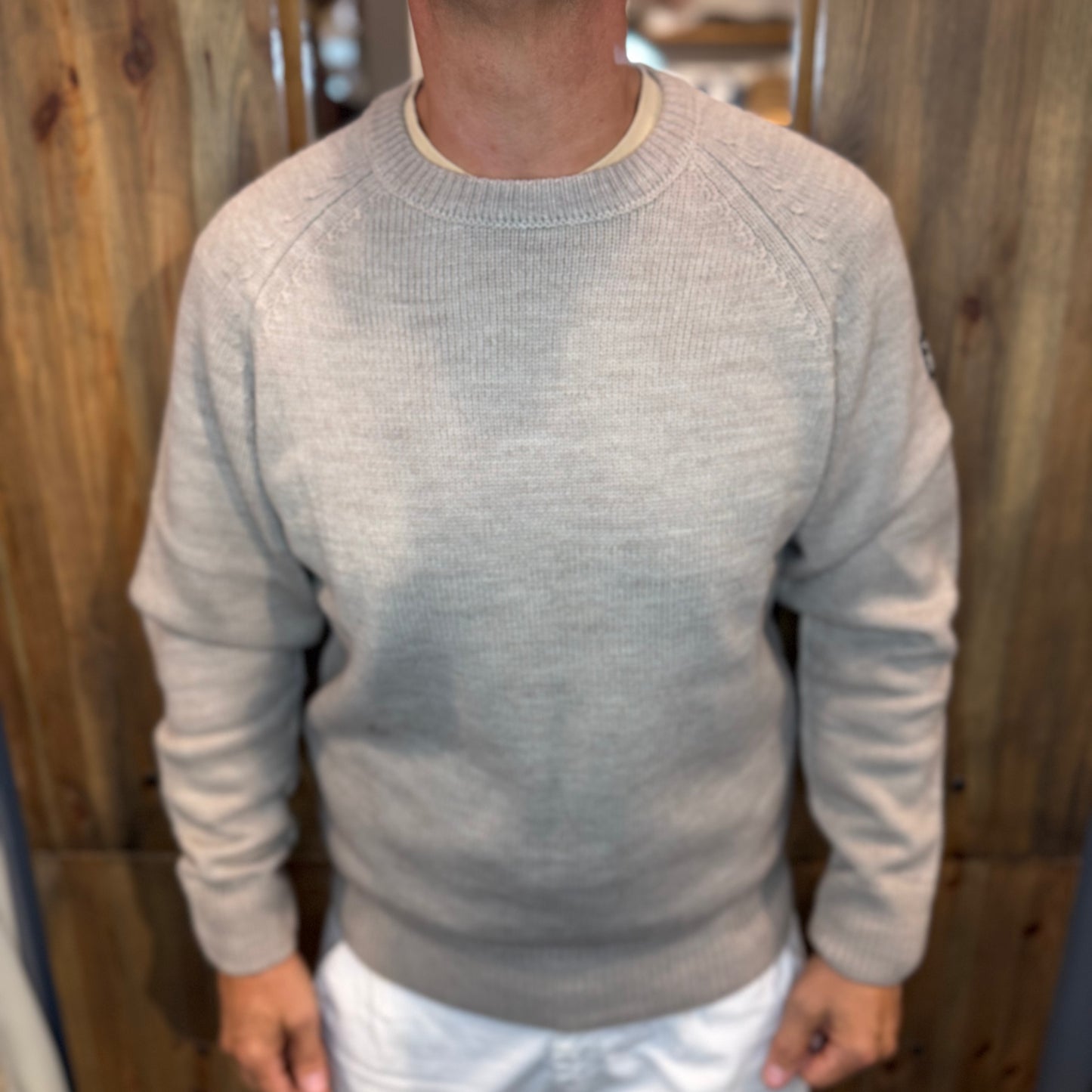 Maglia Gianni lupo girocollo raglan beige