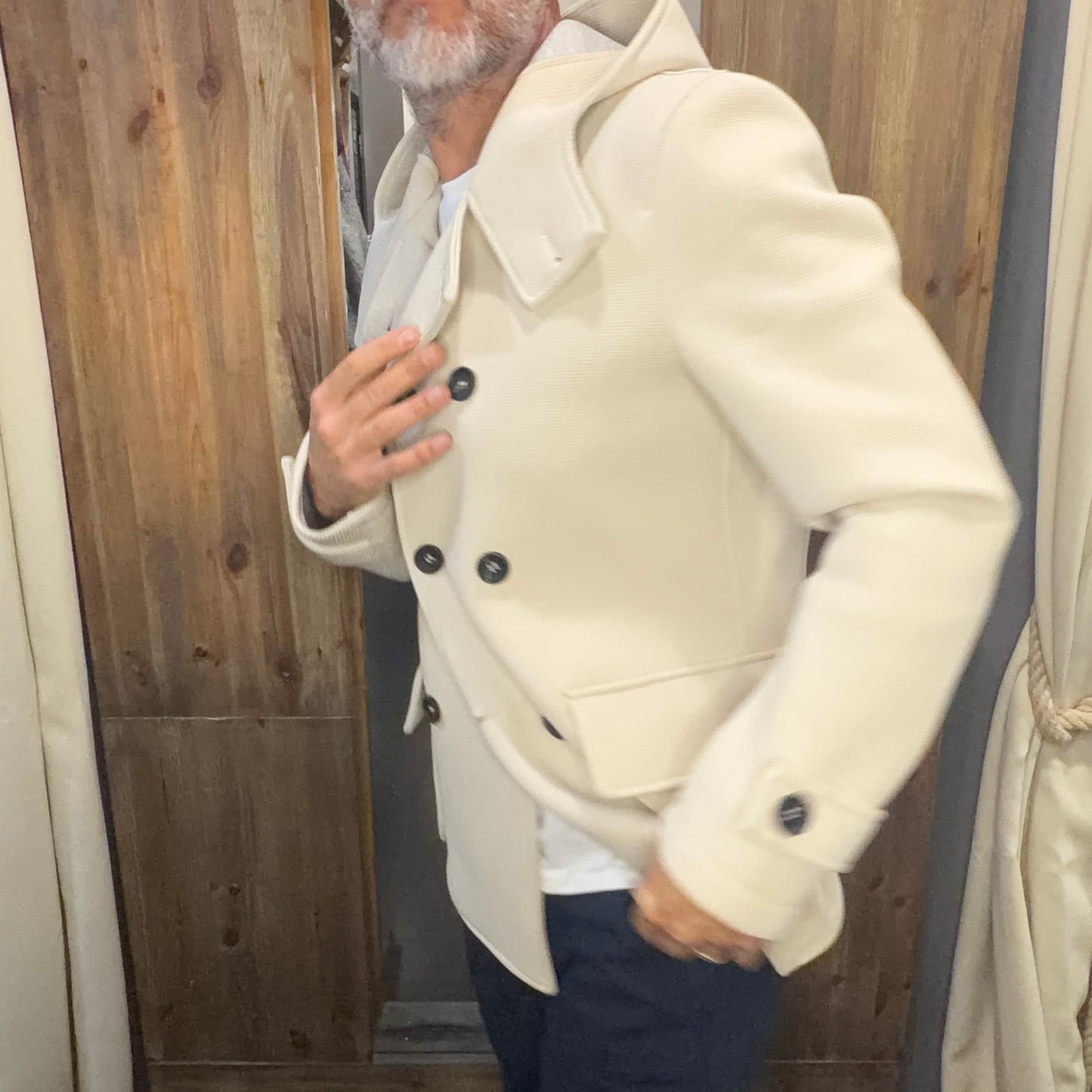 Giubbotto cappuccio Manchester panna