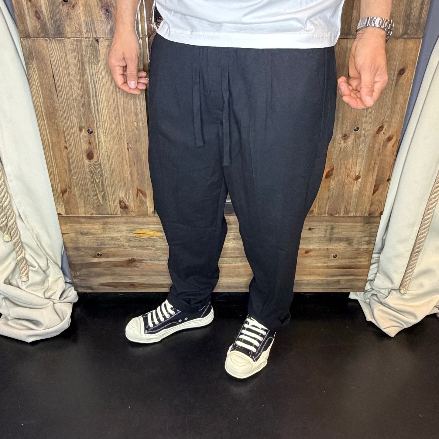 Pantalaccio galerie lino cotone black