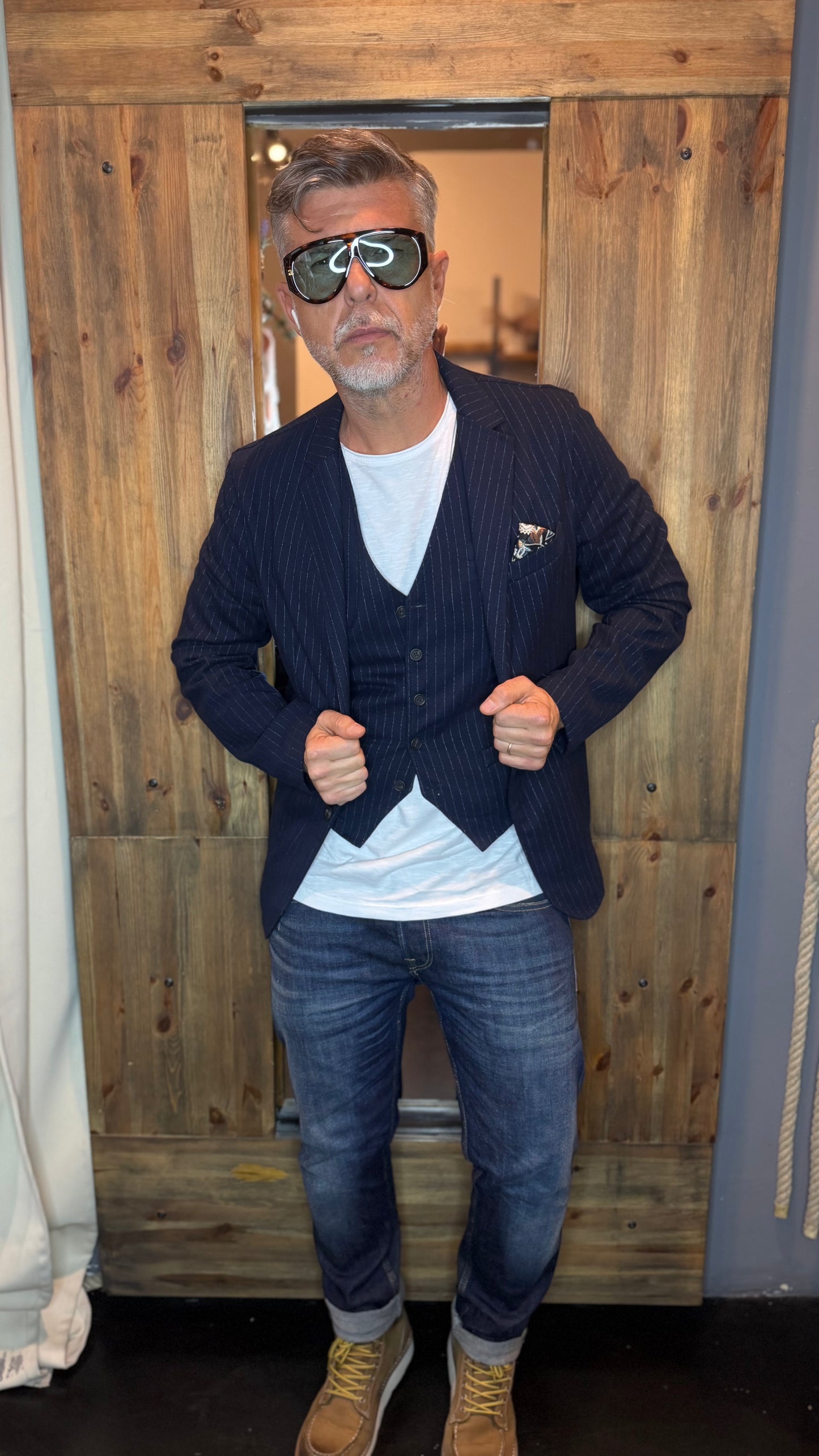 Giacca e gilet panama gessato