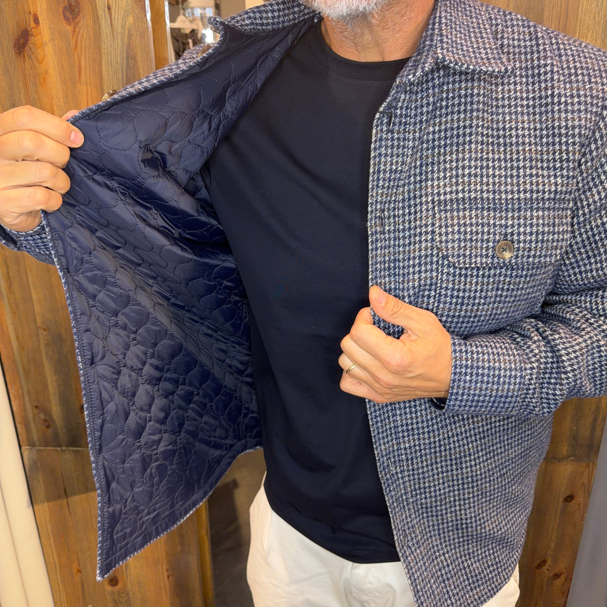 Overshirt Imbottita in Micro Pied-de-Poule – Alta Tensione