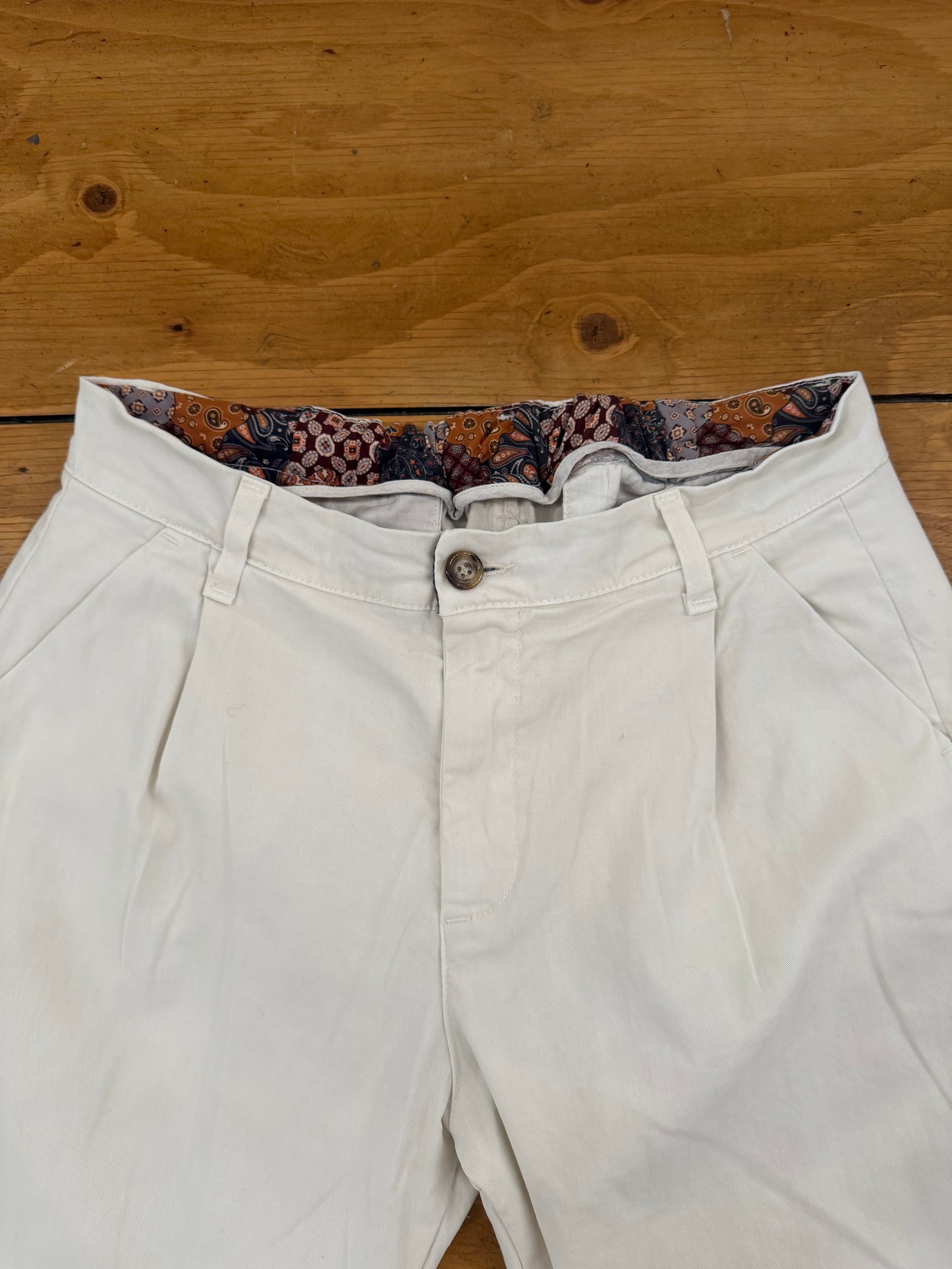 Pantalone Chinos Uomo in Cotone Stretch con Elastico in Vita – Bianco Panna