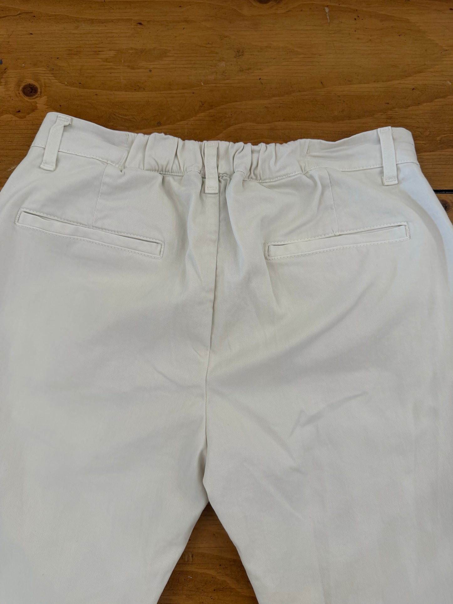 Pantalone Chinos Uomo in Cotone Stretch con Elastico in Vita – Bianco Panna